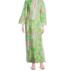 NEW LILLY PULITZER shealyn stretch maxi caftan in fauna green lime feeling good